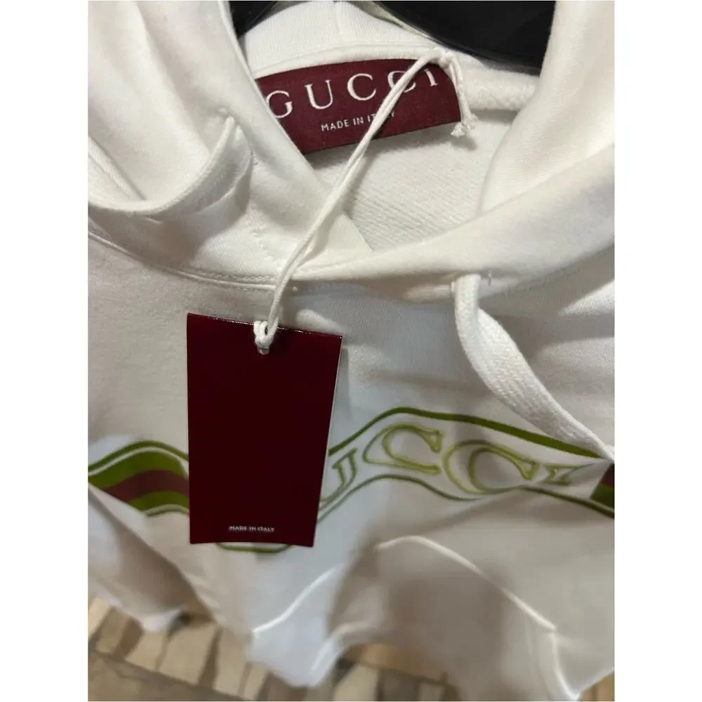 Men's Gucci cotton iconic embroidered web stripe logo hoodie size XXXL